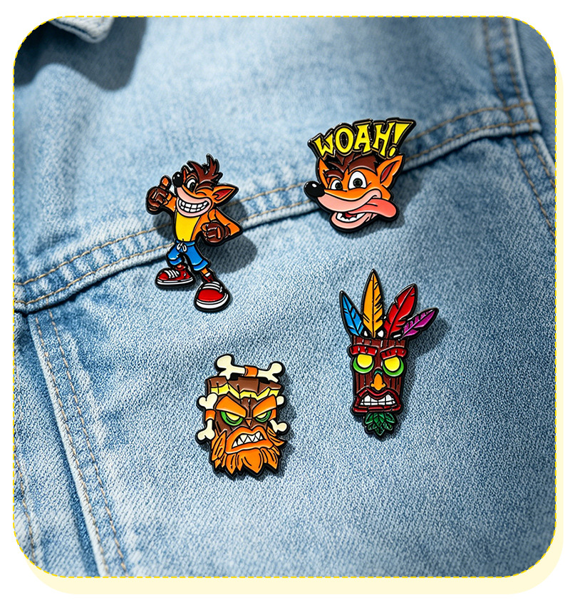 Retro Gaming Gif - 4Pc Crash Bandicoot Anime Enamel Pins