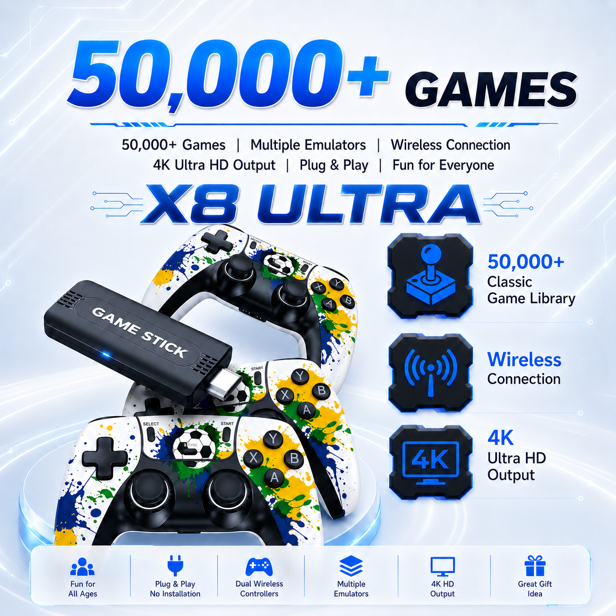 Retro X8 Gaming Console - X8 Ultra Retro Game Console Ergonomic